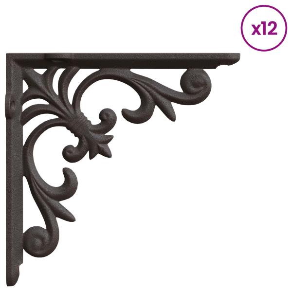 Wandregalhalterungen 12 stk. Antikbraun 14,5 x 14,5 x 3 cm