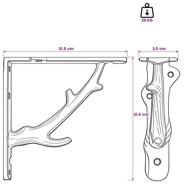 Wandregalhalterungen 2 stk. Antikbraun 21.5 x 21.5 x 3.5 cm