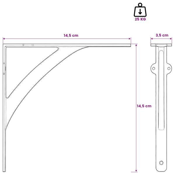 Wandregalhalterungen 2 stk. Antik Weiß 14,5 x 14,5 x 3,5 cm