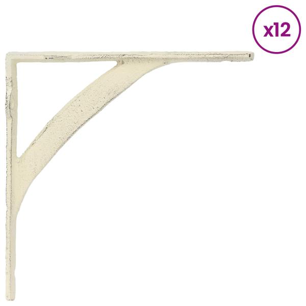 Wandregalhalterungen 12 stk. Antik Weiß 21 x 21 x 3.5 cm Stahl