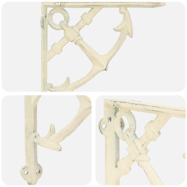 Wandregalhalterungen 2 stk. Antik Weiß 21 x 21 x 3,5 cm Stahl