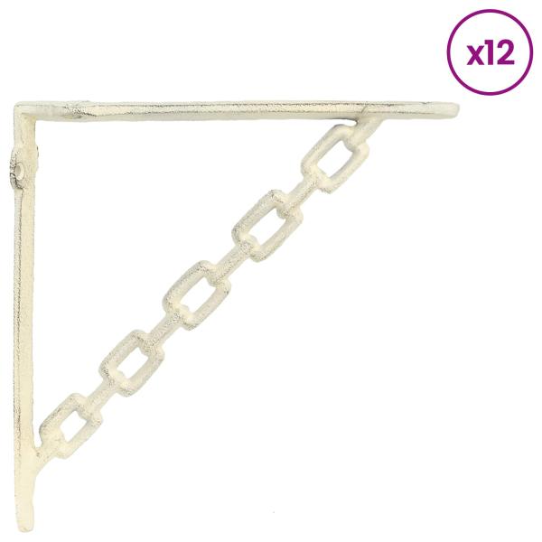 Wandregalhalterungen 12 stk. Antik Weiß 10,5 x 10,5 x 3 cm