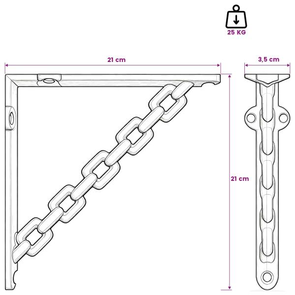 Wandregalhalterungen 2 stk. Antikbraun 21 x 21 x 3.5 cm Stahl