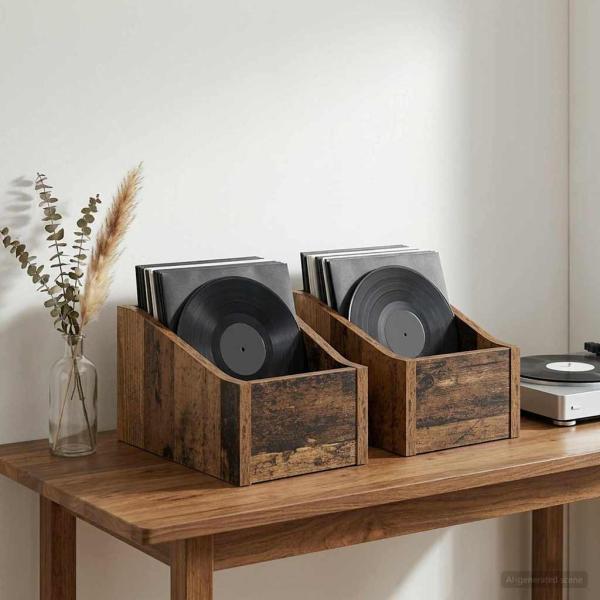 ARDEBO.de - LP Plattenbox 2 stk. Altholz 18 x 32 x 18 cm Holzwerkstoff