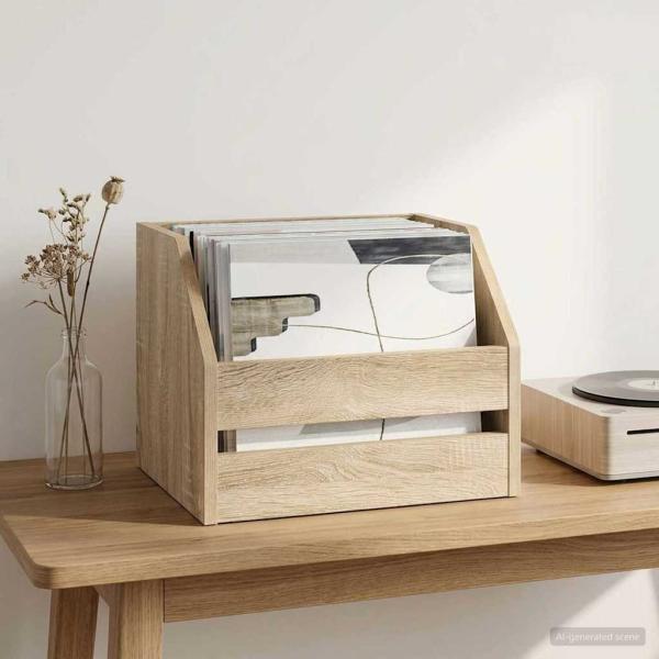 ARDEBO.de - Vinyl Album Box Sonoma-Eiche 38 x 30 x 29 cm Holzwerkstoff