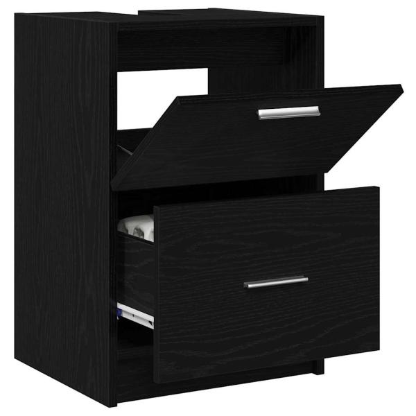 Badezimmerschrank Schwarz Eichen-Optik 40 x 37 x 59 cm