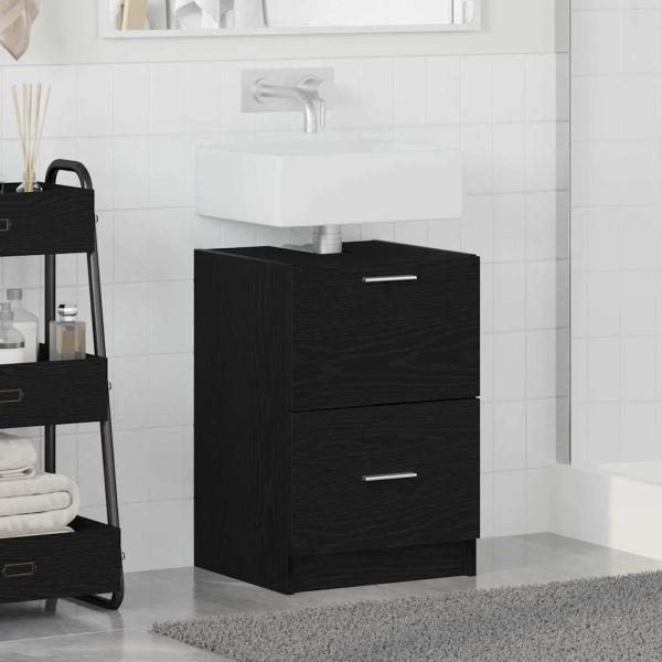 Badezimmerschrank Schwarz Eichen-Optik 40 x 37 x 59 cm