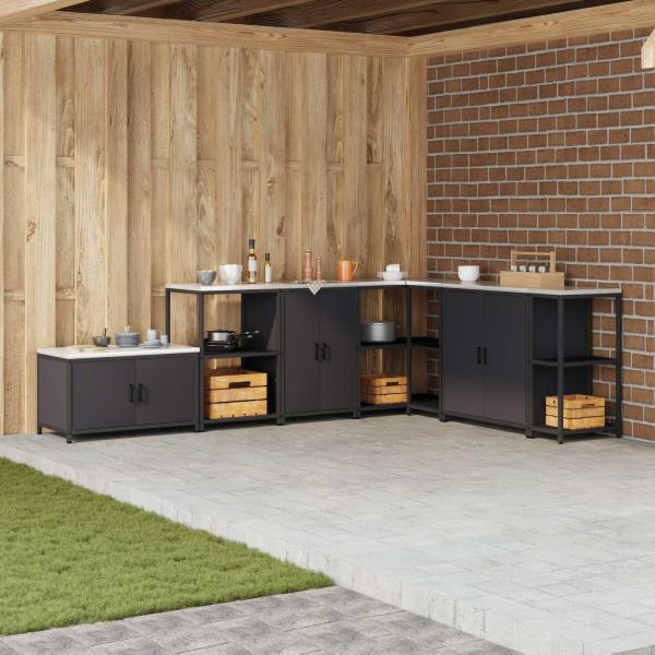 ARDEBO.de - Küchenaufbewahrungsschrank HATTEM Schwarz 60 x 50 x 92 cm Stahl