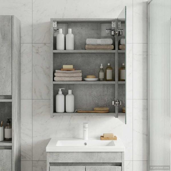 Badezimmerspiegelschrank Beton Grau 40 x 10,5 x 60,5 cm