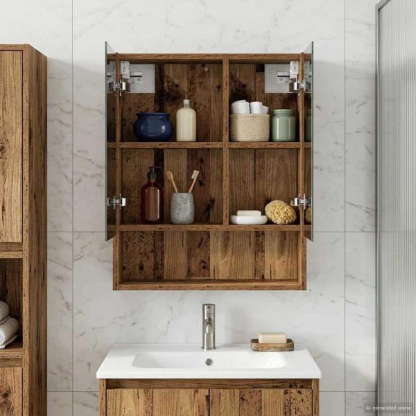 ARDEBO.de - Badezimmerspiegelschrank Altholz 50 x 14,5 x 70 cm