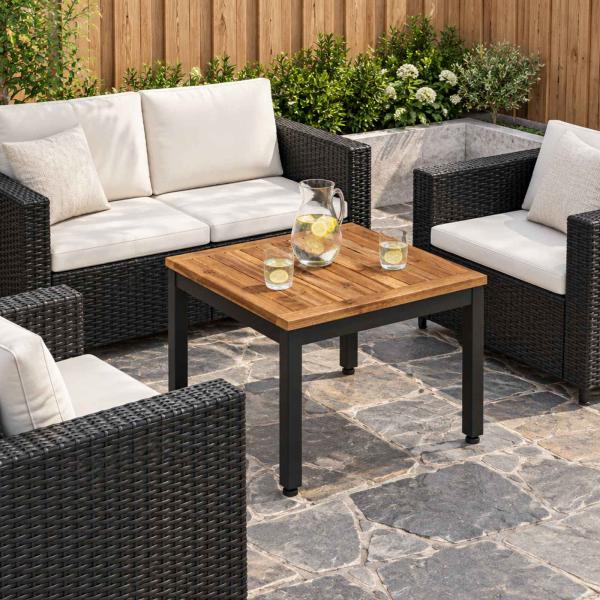ARDEBO.de - Couchtisch Natürlich und Schwarz 49 x 48,5 x 36 cm