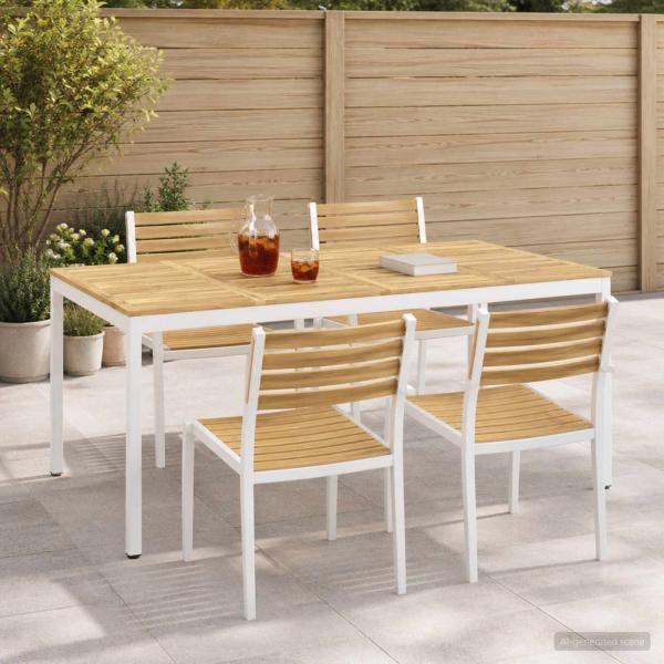 ARDEBO.de - Gartentisch Weiß 196 x 100,5 x 75 cm Massivholz Akazie