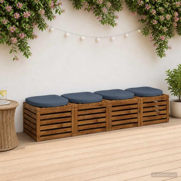 ARDEBO.de - 4-teilige Sitzkissen 4 stk. 100 % Polyester Blau 40 x 40 x 5 cm