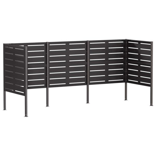 Mülltonnen-Sichtschutz 249 x 85 x 113 cm Stahl Schwarz