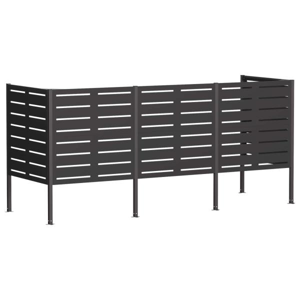 Mülltonnen-Sichtschutz 249 x 85 x 113 cm Stahl Schwarz