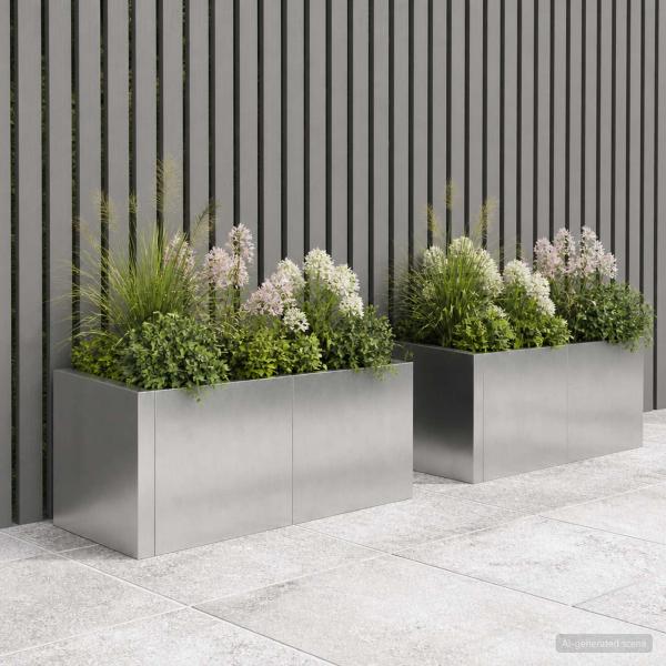 Stützmauer 4 stk. 100 x 100 x 40 cm Edelstahl Silber