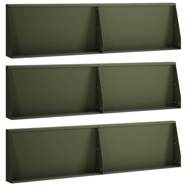 Stützmauer 6 stk. 80 x 12 x 40 cm Stahl Olivgrün