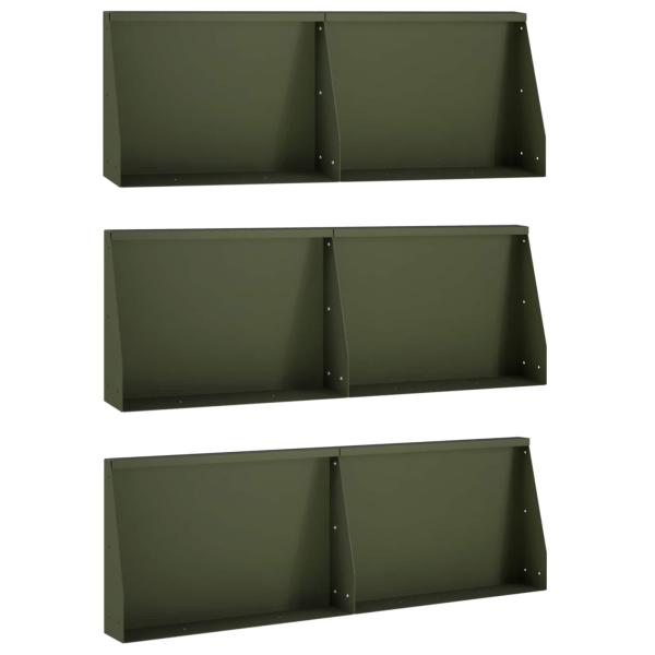 Stützmauer 6 stk. 60 x 12 x 40 cm Stahl Olivgrün