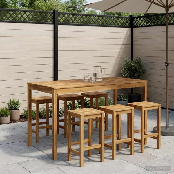 ARDEBO.de - Gartenbar-Tisch Weiß gewaschen 180 x 88,5 x 105 cm