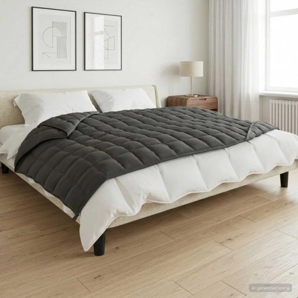 ARDEBO.de - Gewichtsdecke Anthrazit 150 x 200 cm 7 kg Stoff