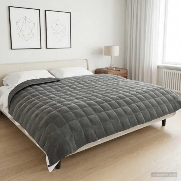 ARDEBO.de - Gewichtsdecke Anthrazit 200 x 200 cm 9 kg Stoff