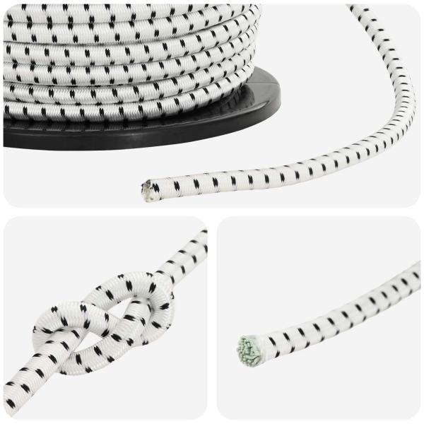 Bungee-Schnüre 80 mm Schwarz und Weiß PP und Gummi