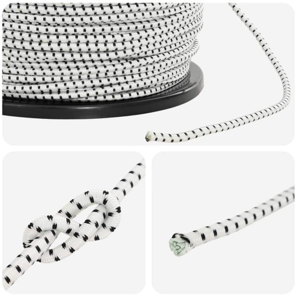 Bungee-Schnüre 4 mm Schwarz und Weiß PP und Gummi