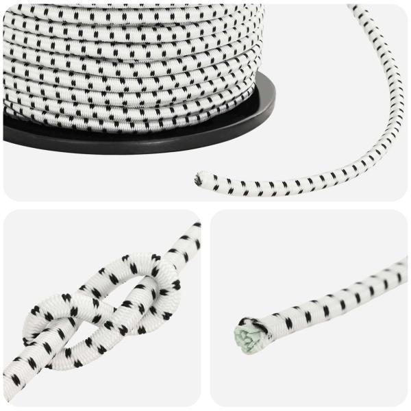 Bungee-Schnüre 6 mm Schwarz und Weiß PP und Gummi