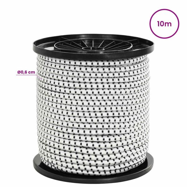 Bungee-Schnüre 6 mm Schwarz und Weiß PP und Gummi