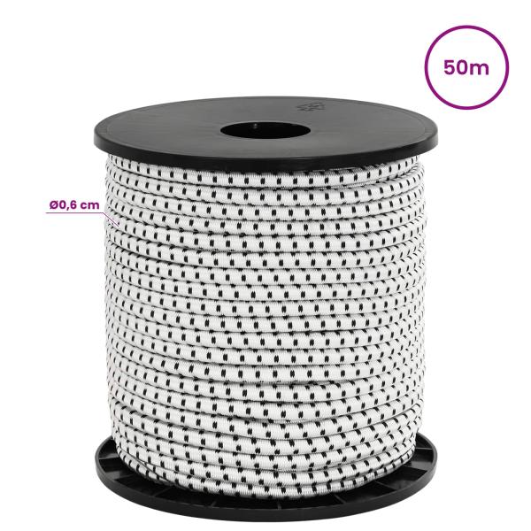 Bungee-Schnüre 6 mm Schwarz und Weiß PP und Gummi