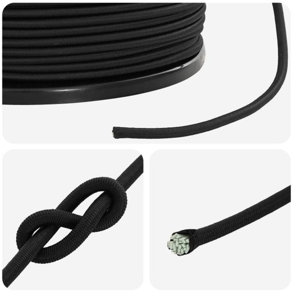 Bungee-Schnüre 6 mm Schwarz PP und Gummi
