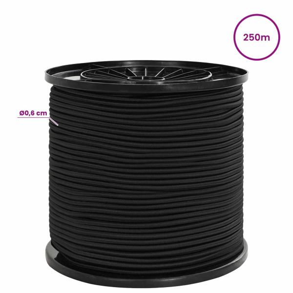 Bungee-Schnüre 6 mm Schwarz PP und Gummi