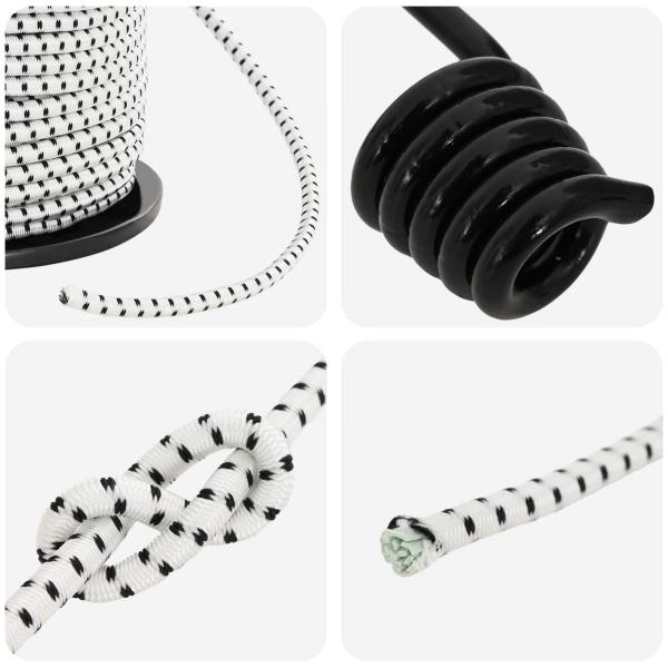Bungee-Schnüre mit Haken 60 mm Schwarz und Weiß PP und Gummi