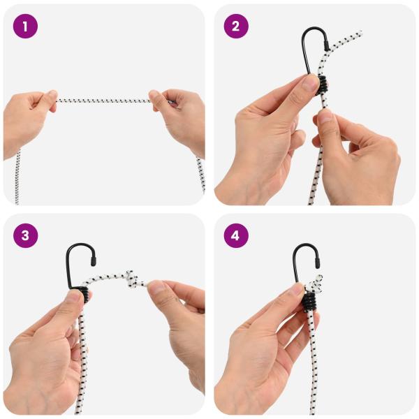 Bungee-Schnüre mit Haken 60 mm Schwarz und Weiß PP und Gummi