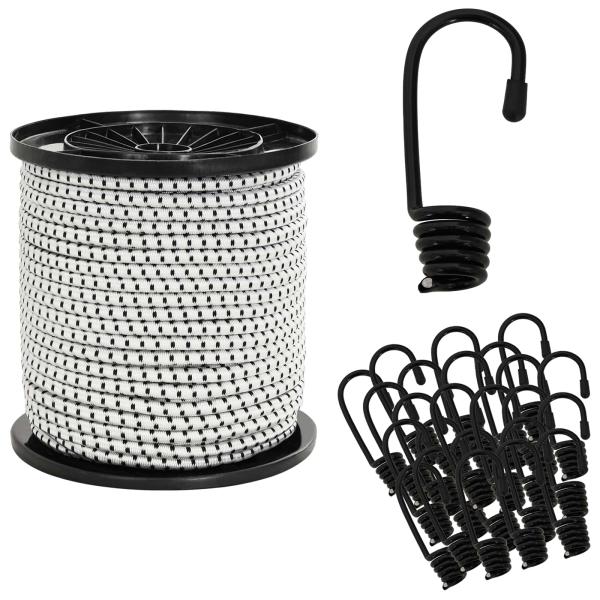 ARDEBO.de - Bungee-Schnüre mit Haken 40 mm Schwarz und Weiß PP und Gummi