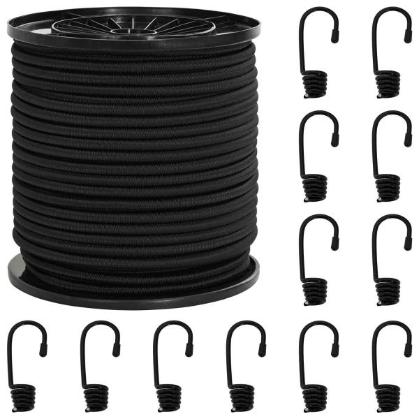 Bungee-Schnüre mit Haken 60 mm Schwarz PP und Gummi