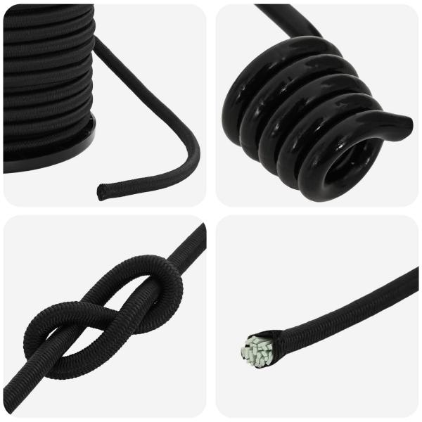Bungee-Schnüre mit Haken 60 mm Schwarz PP und Gummi