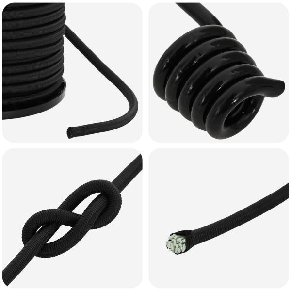 Bungee-Schnüre mit Haken 40 mm Schwarz PP und Gummi