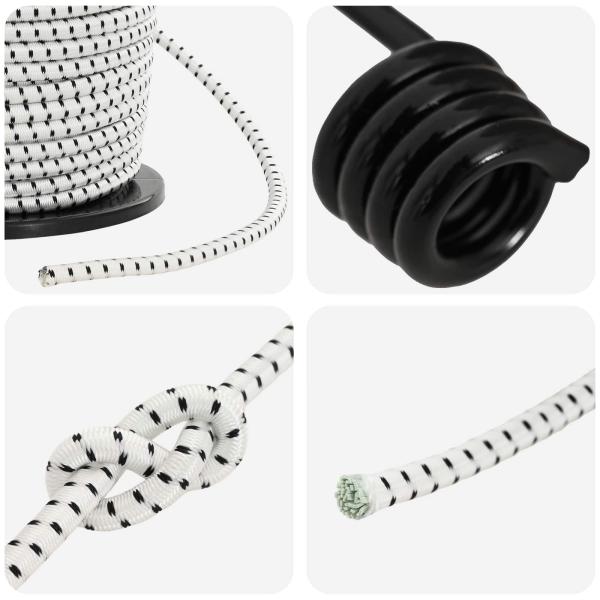Bungee-Schnüre mit Haken 80 mm Schwarz und Weiß PP und Gummi