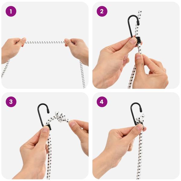 Bungee-Schnüre mit Haken 80 mm Schwarz und Weiß PP und Gummi