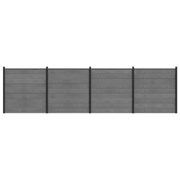 zaunset 699 x 186 cm WPC und Aluminium Grau