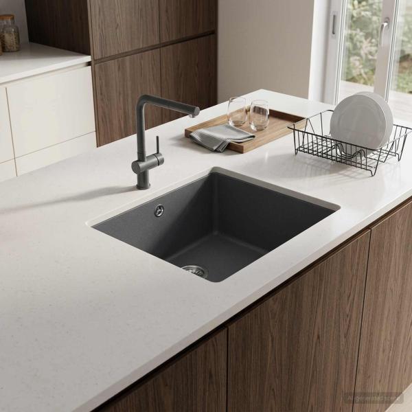 ARDEBO.de - Küchenspüle Einzelbecken Granit 42 x 46 x 31 cm Graphit