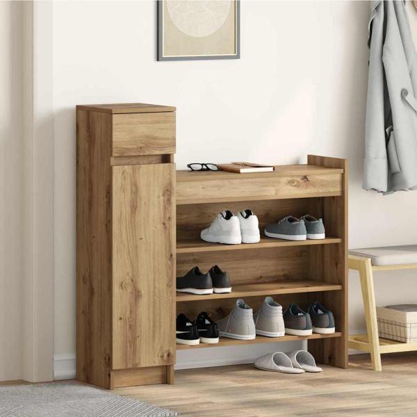 ARDEBO.de - Schuhschrank Artisan-Eiche 100,5 x 28 x 100 cm Holzwerkstoff