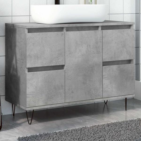 ARDEBO.de - Badschrank Betongrau 80x33x60 cm Holzwerkstoff