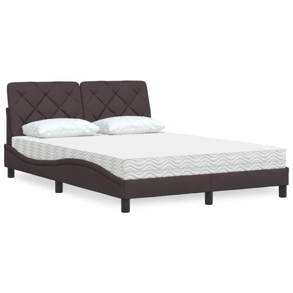 ARDEBO.de - Bett mit Matratze Dunkelbraun 140x200 cm Stoff