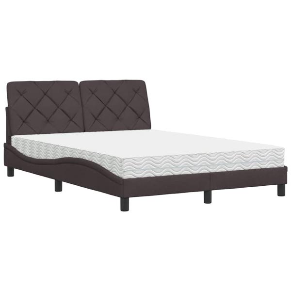 Bett mit Matratze Dunkelbraun 140x200 cm Stoff