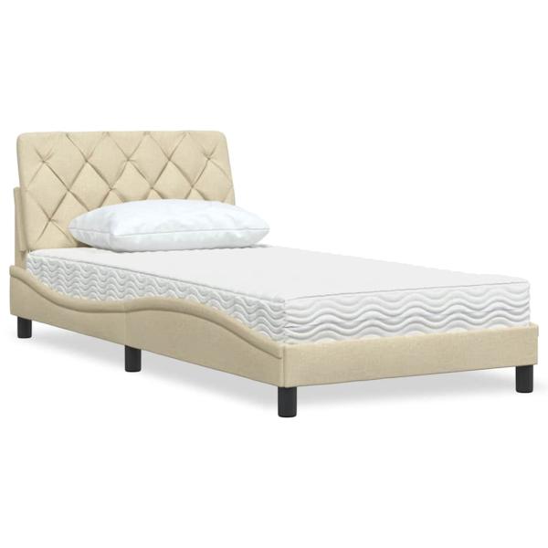 ARDEBO.de - Bett mit Matratze Creme 100x200 cm Stoff