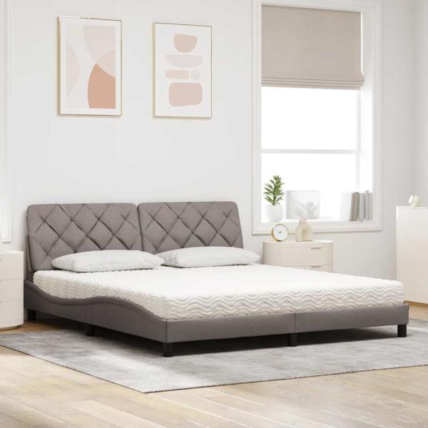 Bett mit Matratze Taupe 180x200 cm Stoff