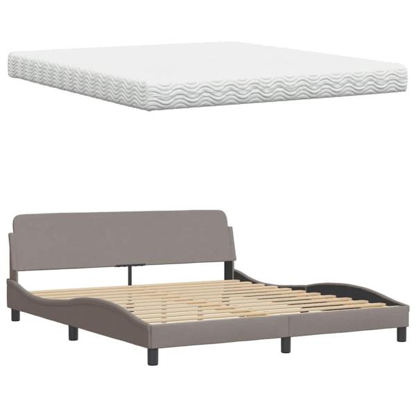 Bett mit Matratze Taupe 180x200 cm Stoff