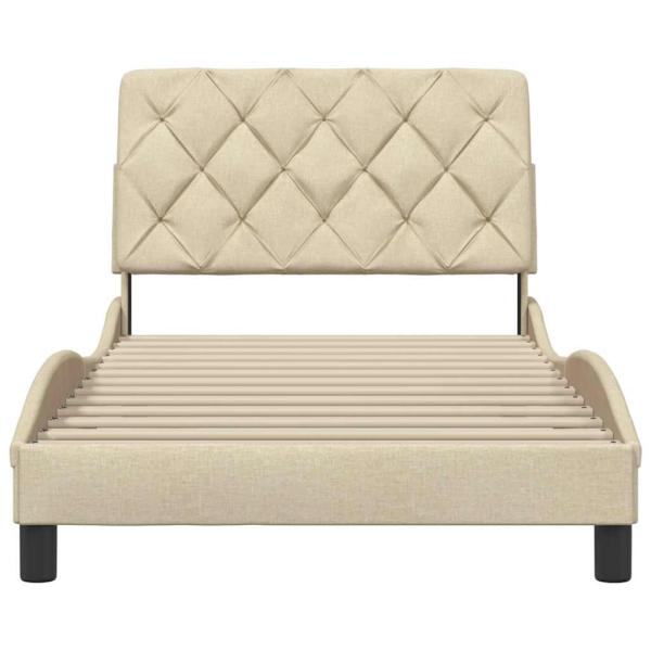 Bettgestell ohne Matratze Creme 100x200 cm Stoff